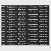 Klasse van 24 Zwart Wit Gefeliciteerd Afstudeerder Cadeaupapier (Vlak)