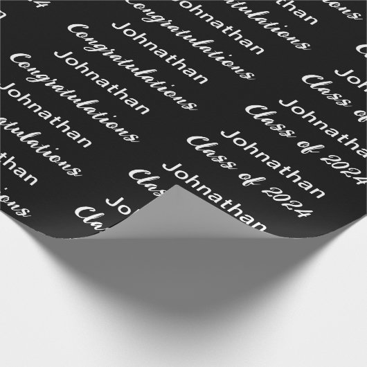 Klasse van 24 Zwart Wit Gefeliciteerd Afstudeerder Cadeaupapier (Hoek)