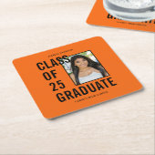 Klasse van 25 Afstuderen Oranje foto afstudeerfees Kartonnen Onderzetters (Schuin)
