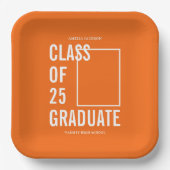 Klasse van 25 Afstuderen Oranje foto afstudeerfees Papieren Bordje (Voorkant)