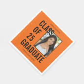 Klasse van 25 Afstuderen Sinaasappel en zwart foto Servet (Hoek)