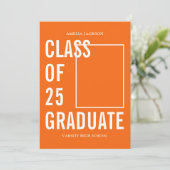 Klasse van 25 Afstuderen Sinaasappel witte foto Af Aankondiging (Staand voorkant)
