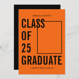 Klasse van 25 Afstuderen Sinaasappel zwart foto Af Aankondiging