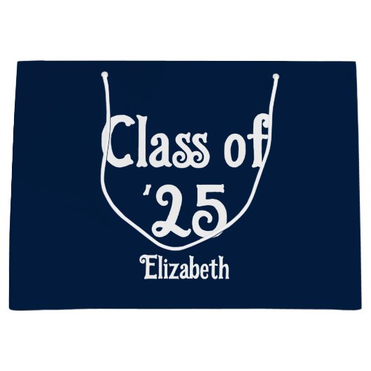 Klasse van '25 Donkerblauw en Wit Afstuderen Naam Groot Cadeauzakje (Voorkant)