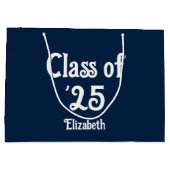 Klasse van '25 Donkerblauw en Wit Afstuderen Naam Groot Cadeauzakje (Achterkant)