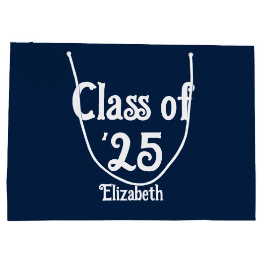 Klasse van '25 Donkerblauw en Wit Afstuderen Naam Groot Cadeauzakje (Achterkant)