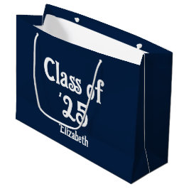 Klasse van '25 Donkerblauw en Wit Afstuderen Naam Groot Cadeauzakje
