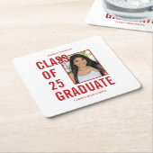 Klasse van 25 feestelijke foto afstudeerfeest kartonnen onderzetters (Schuin)