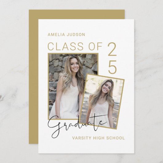 Klasse van 25 foto- en bioscript-Afstuderen Aankondiging (Voorkant / Achterkant)