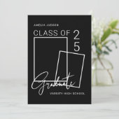 Klasse van 25 foto zwart-wit script Afstuderen Aankondiging (Staand voorkant)