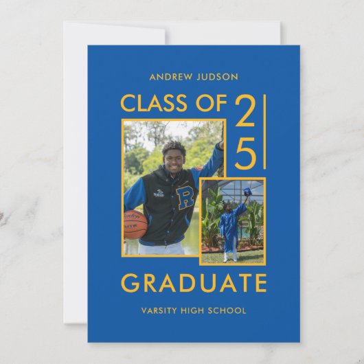 Klasse van 25 foto's Blauw Afstuderen & Open Huis Aankondiging (Voorkant)