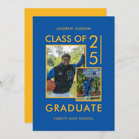 Klasse van 25 foto's Blauw Afstuderen & Open Huis Aankondiging (Voorkant / Achterkant)