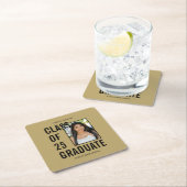 Klasse van 25 gouden foto afstudeerfeest kartonnen onderzetters (Insitu)