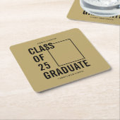 Klasse van 25 gouden foto afstudeerfeest kartonnen onderzetters (Schuin)
