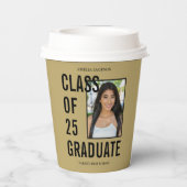 Klasse van 25 gouden foto afstudeerfeest papieren bekers (Achterkant)