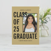 Klasse van 25 gouden foto Afstuderen Aankondiging (Staand voorkant)
