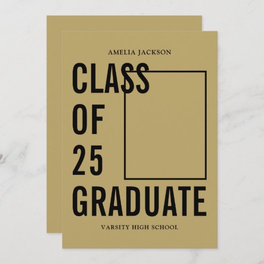 Klasse van 25 gouden foto Afstuderen Aankondiging (Voorkant / Achterkant)