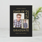 Klasse van 25 Modern Zwart & Goud 2 Foto Open Huis Kaart (Staand voorkant)