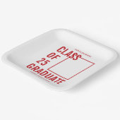 Klasse van 25 moderne rode typografie Graduation P Papieren Bordje (Gebogen)