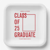 Klasse van 25 moderne rode typografie Graduation P Papieren Bordje (Voorkant)