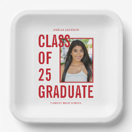 Klasse van 25 moderne rode typografie Graduation P Papieren Bordje