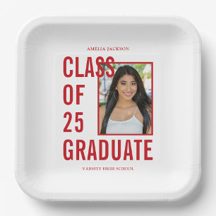 Klasse van 25 moderne rode typografie Graduation P Papieren Bordje