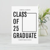Klasse van 25 moderne zwart-wit afstudeerfeest kaart (Staand voorkant)