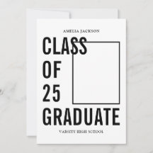 Klasse van 25 moderne zwart-wit afstudeerfeest