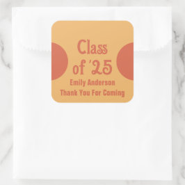 Klasse van '25 Oranje Afstudeerder Naam Dank u Afs Vierkante Sticker