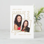 Klasse van 25 Photo Gold Script-Afstuderen Aankondiging (Staand voorkant)