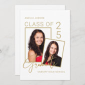 Klasse van 25 Photo Gold Script-Afstuderen Aankondiging (Voorkant / Achterkant)