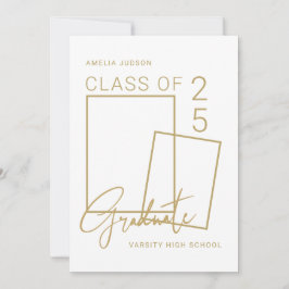 Klasse van 25 Photo Gold Script-Afstuderen Aankondiging