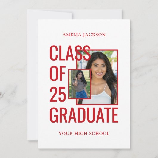 Klasse van 25 rood en wit 2 foto's Open Huis Kaart (Voorkant)