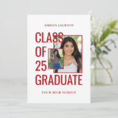 Klasse van 25 rood en wit 2 foto's Open Huis Kaart (Staand voorkant)