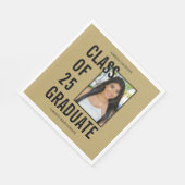 Klasse van 25 zwart en goud foto Afstuderen papier Servet (Hoek)