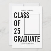 Klasse van 25 zwart-wit foto Afstuderen Aankondiging (Voorkant)