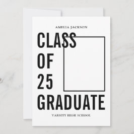 Klasse van 25 zwart-wit foto Afstuderen Aankondiging