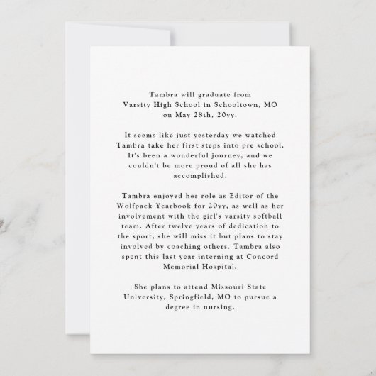 Klasse van 25 zwart-wit foto- en bio-Afstuderen Aankondiging (Achterkant)