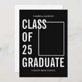 Klasse van 25 zwart-wit foto- en bio-Afstuderen Aankondiging (Voorkant / Achterkant)