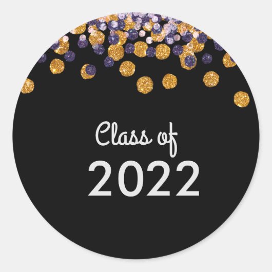 Klasse van Aangepast jaar Glitter Confetti 2022 Ronde Sticker (Voorkant)