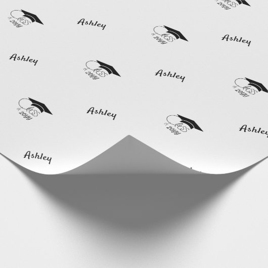 Klasse van aangepaste jaarnaam Modern Black Cadeaupapier (Hoek)