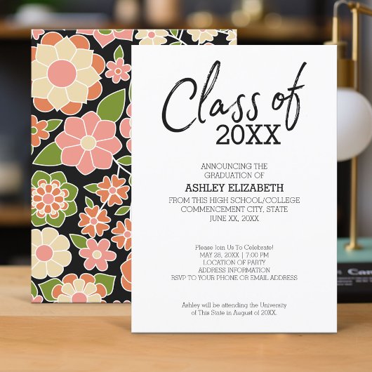 Klasse van ADD JAAR Floral Graduation Party Kaart