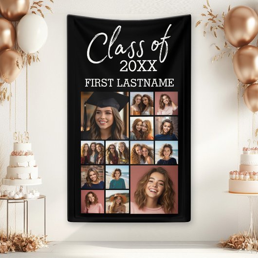 Klasse van ADD YEAR — Afstuderen Zwart - 14 Foto Spandoek