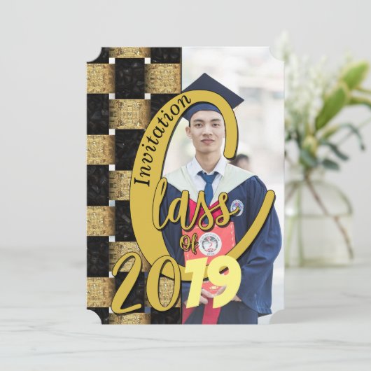 Klasse van afgewerkt zwart en goudAfstuderen Kaart (Staand voorkant)