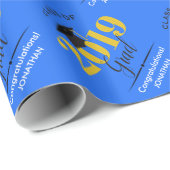 Klasse van Afstudeerder 2019 | Blauw en goud Cadeaupapier (Rol Hoek)