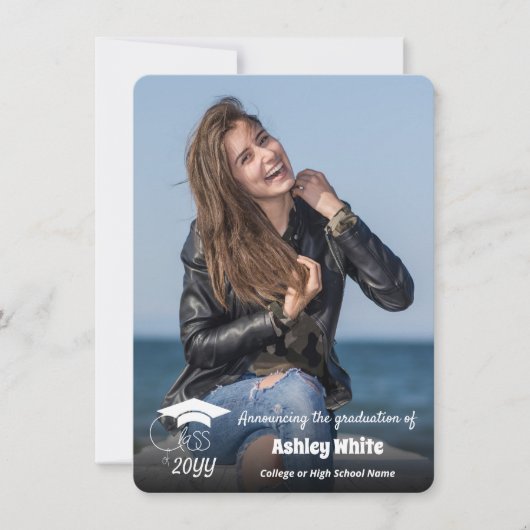 Klasse van Afstudeerder-Inspirerend Citaat-Zwarte  Aankondiging (Voorkant)