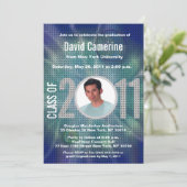 Klasse van Afstuderen 2011 Uitnodiging blauw Disco (Staand voorkant)