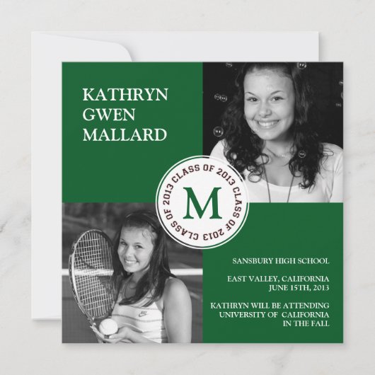 Klasse van afstuderen 2013: groen bekendmakingsbos aankondiging (Voorkant)