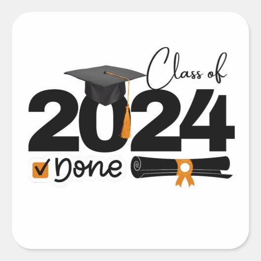 Klasse van Afstuderen 2024 Vierkante Sticker (Voorkant)