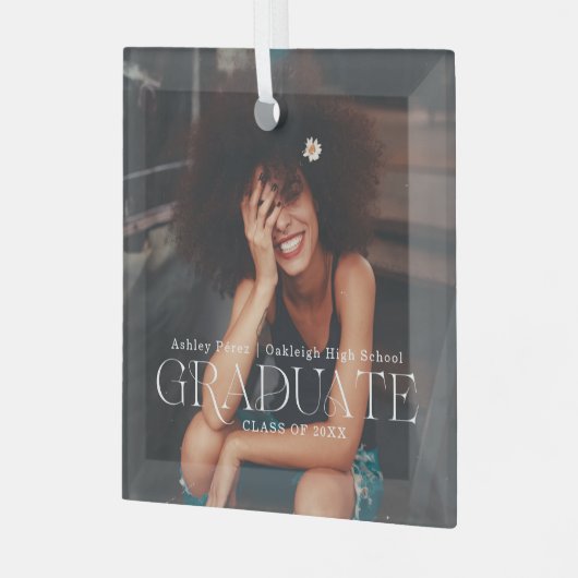 klasse van | Afstuderen kerstfoto Glas Ornament (Voorkant links)